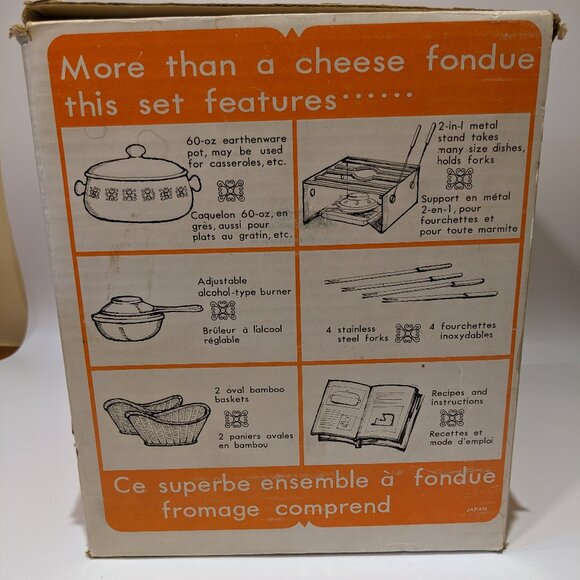 Vintage Eaton's Canada 70s Cheese Fondue Set in Original Box MCM Mid Century - Picture 2 of 10